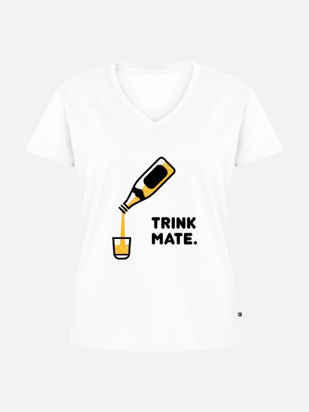 Trink MATE - Frauen Premium Bio T-Shirt mit V-Ausschnitt - Weiß