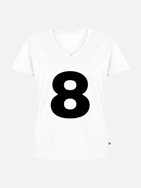 Die Zahl 8 Tshirt - Frauen Premium Bio T-Shirt mit V-Ausschnitt - Weiß
