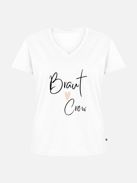 BRAUT crew - Frauen Premium Bio T-Shirt mit V-Ausschnitt - Weiß