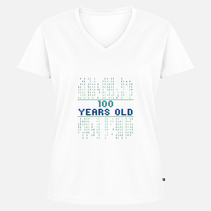 4th Birthday 4 Years Old Binary Code Coder - Women's Premium Organic V-neck T-shirt - white