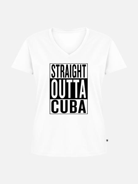 Cuba - Frauen Premium Bio T-Shirt mit V-Ausschnitt - Weiß
