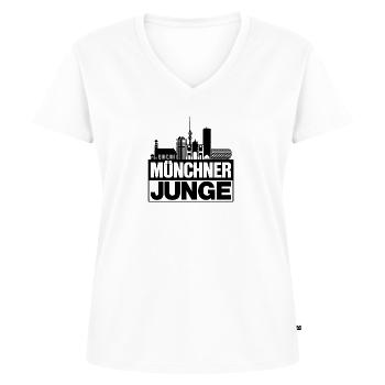 Münchner Junge Schwarz München Silhouette Geschenk - Frauen Premium Bio T-Shirt mit V-Ausschnitt - Weiß - Vorne - AI Model Female 172 dark (172cm)