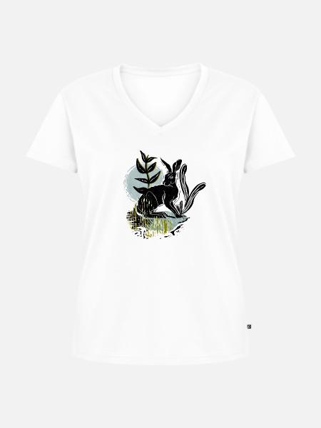 Schwarzer Hase - Frauen Premium Bio T-Shirt mit V-Ausschnitt - Weiß