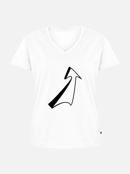 PFEIL - Frauen Premium Bio T-Shirt mit V-Ausschnitt - Weiß
