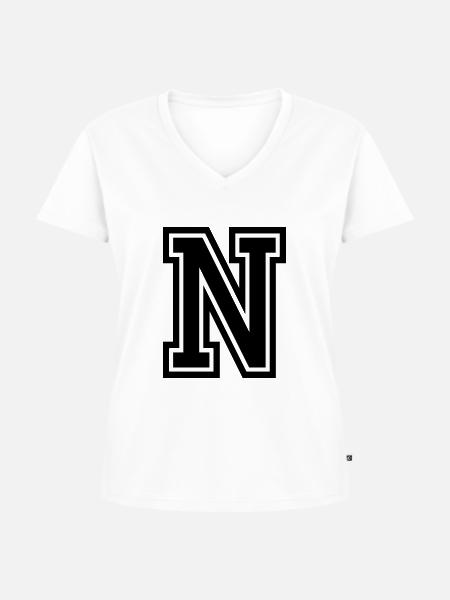 N - Frauen Premium Bio T-Shirt mit V-Ausschnitt - Weiß