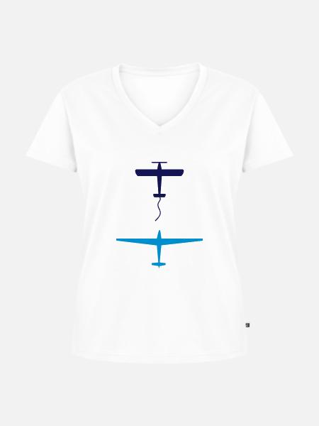 f_schlepp_klein - Frauen Premium Bio T-Shirt mit V-Ausschnitt - Weiß