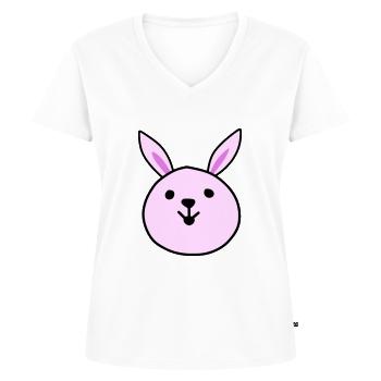 Mignon lapin rose - T-shirt encolure en V Premium bio Femme - blanc - Devant - AI Model Female 172 dark (172cm)