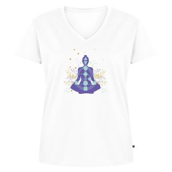 Human Design "Chart" her - Frauen Premium Bio T-Shirt mit V-Ausschnitt - Weiß - Vorne - AI Model Female 172 dark (172cm)