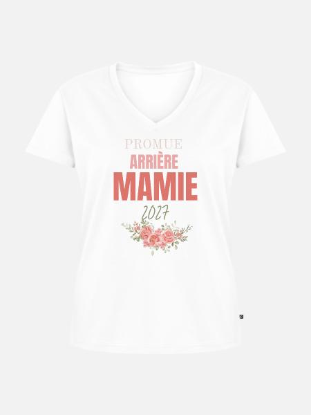Granny Souvenir 2027 Blumen - Frauen Premium Bio T-Shirt mit V-Ausschnitt - Weiß