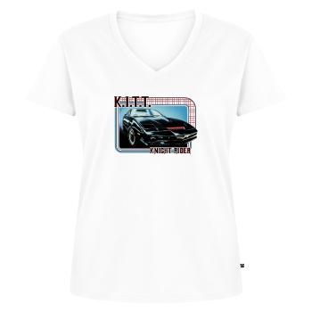 KITT Knight Rider - Frauen Premium Bio T-Shirt mit V-Ausschnitt - Weiß - Vorne - AI Model Female 172 dark (172cm)