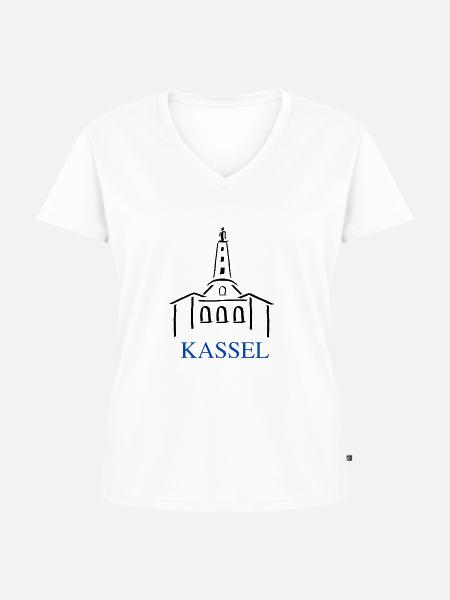 HERCULES Kassel - Frauen Premium Bio T-Shirt mit V-Ausschnitt - Weiß