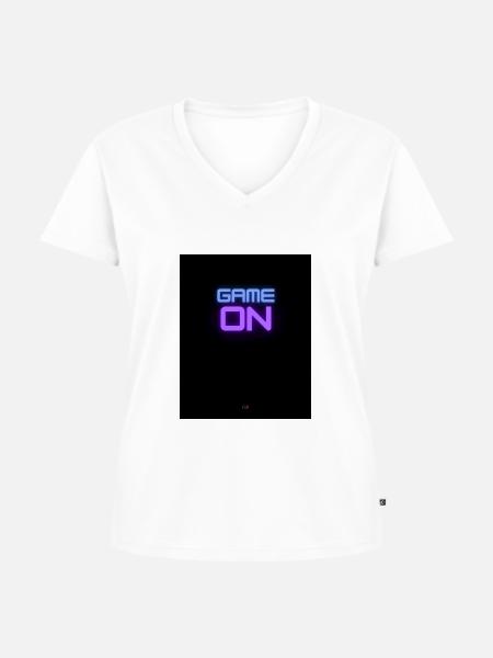 Game on - Frauen Premium Bio T-Shirt mit V-Ausschnitt - Weiß