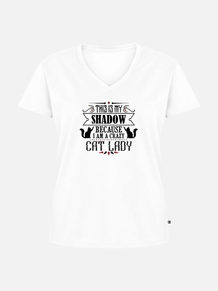 Crazy Cat Lady - Frauen Premium Bio T-Shirt mit V-Ausschnitt - Weiß