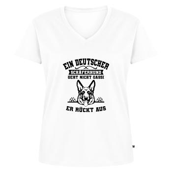 Deutscher Schäferhund - Frauen Premium Bio T-Shirt mit V-Ausschnitt - Weiß - Vorne - AI Model Female 172 dark (172cm)