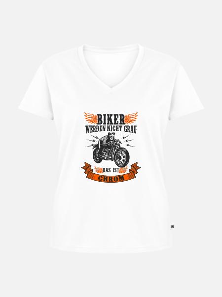 Motorradfahrer - Frauen Premium Bio T-Shirt mit V-Ausschnitt - Weiß