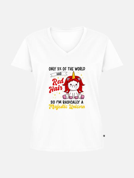 Rothaarig Einhorn - Frauen Premium Bio T-Shirt mit V-Ausschnitt - Weiß