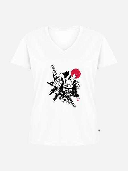 . Samurai Vector - Frauen Premium Bio T-Shirt mit V-Ausschnitt - Weiß