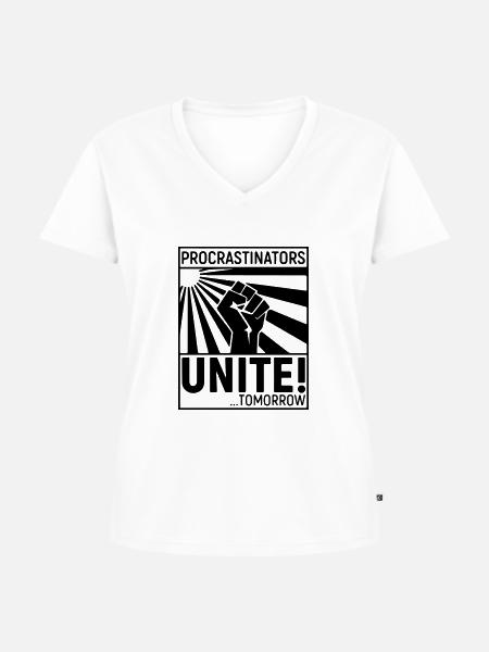 Procrastinators Black - Frauen Premium Bio T-Shirt mit V-Ausschnitt - Weiß