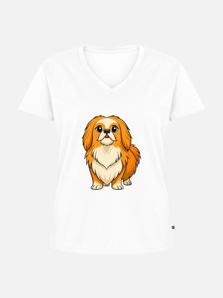 Gediegene Pekinesische digitale Kunst - Frauen Premium Bio T-Shirt mit V-Ausschnitt - Weiß