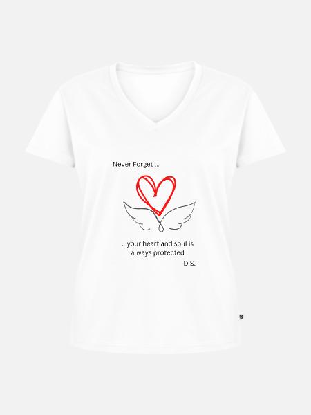 Never forget... - Frauen Premium Bio T-Shirt mit V-Ausschnitt - Weiß