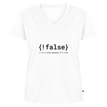 Code Humor Tee: The Logical Joke - Women's Premium Organic V-neck T-shirt - white - Front - AI Model Female 172 dark (172cm)