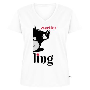 Monster Smuffel zweiter Zwilling geteilt - Frauen Premium Bio T-Shirt mit V-Ausschnitt - Weiß - Vorne - AI Model Female 172 dark (172cm)