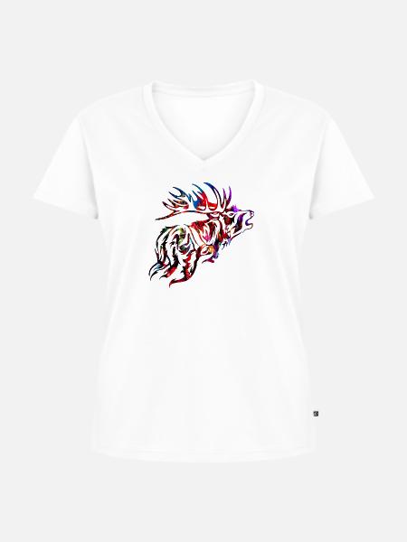 röhrender bunter Hirsch Rotwild - Frauen Premium Bio T-Shirt mit V-Ausschnitt - Weiß