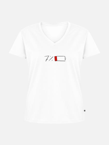 7% Akku - Frauen Premium Bio T-Shirt mit V-Ausschnitt - Weiß