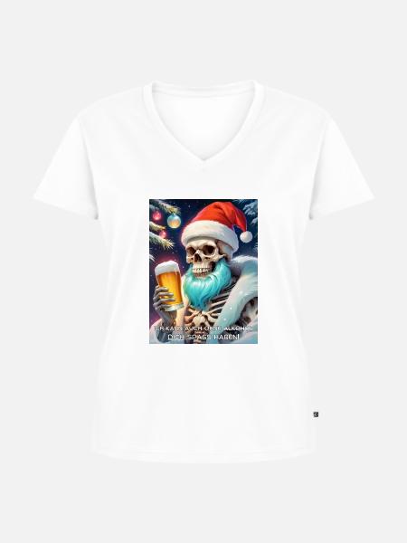 Weihnachten Skull Bier 2.9 - Frauen Premium Bio T-Shirt mit V-Ausschnitt - Weiß