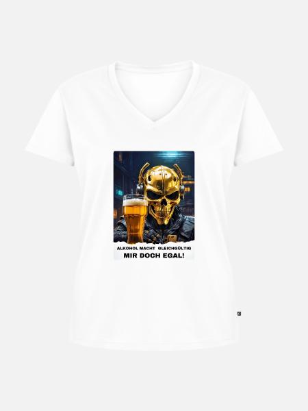 Bier Experte Skull 1.4 - Frauen Premium Bio T-Shirt mit V-Ausschnitt - Weiß