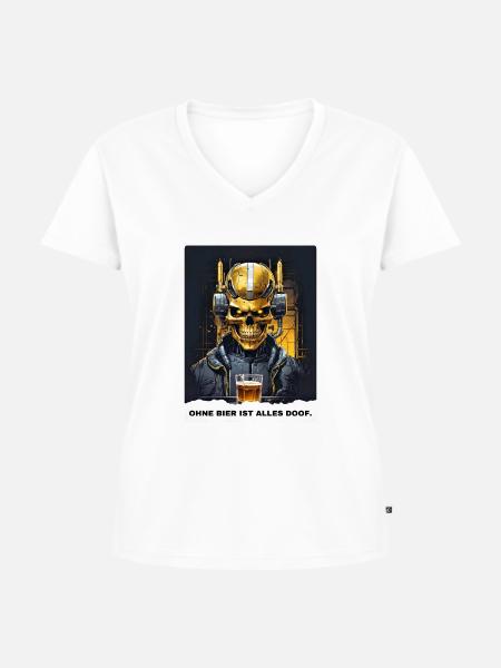 Bier Experte Skull 1.10 - Frauen Premium Bio T-Shirt mit V-Ausschnitt - Weiß