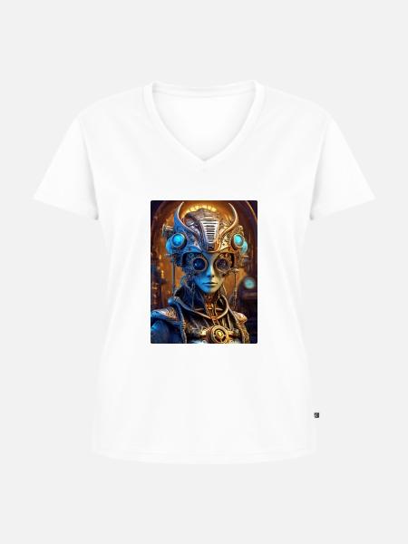 Steampunk Alien 1.19 - Frauen Premium Bio T-Shirt mit V-Ausschnitt - Weiß