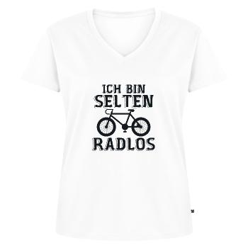 Ich Bin Selten Radlos - Frauen Premium Bio T-Shirt mit V-Ausschnitt - Weiß - Vorne - AI Model Female 172 dark (172cm)