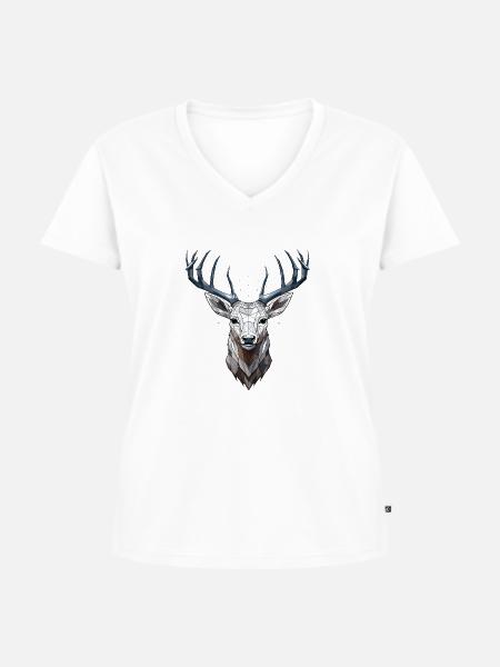 Hirsch Geometrisch - Frauen Premium Bio T-Shirt mit V-Ausschnitt - Weiß