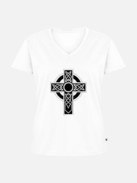 gothik kreuz - Frauen Premium Bio T-Shirt mit V-Ausschnitt - Weiß