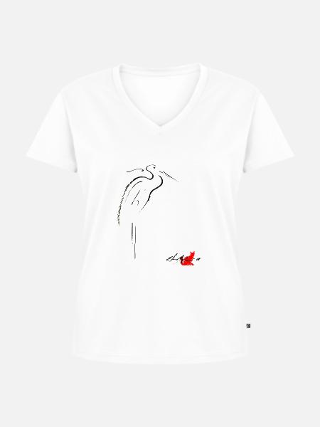 AIRONE - Frauen Premium Bio T-Shirt mit V-Ausschnitt - Weiß