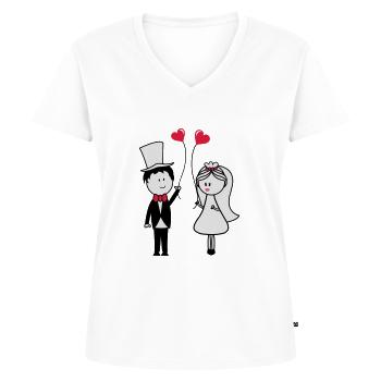 ehepaar_002 - Frauen Premium Bio T-Shirt mit V-Ausschnitt - Weiß - Vorne - AI Model Female 172 dark (172cm)