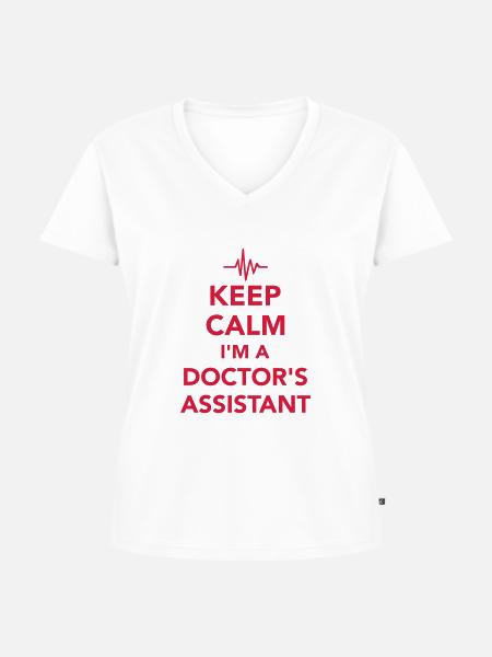 Arzthelferin - Frauen Premium Bio T-Shirt mit V-Ausschnitt - Weiß