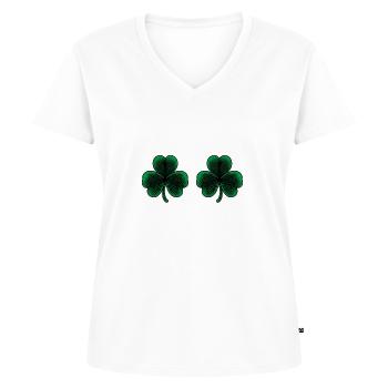 Kleeblatt Brüste - Frauen Premium Bio T-Shirt mit V-Ausschnitt - Weiß - Vorne - AI Model Female 172 dark (172cm)