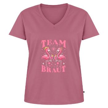 Team Bride - Women's Premium Organic V-neck T-shirt - mauve - Front - AI Model Female 172 dark (172cm)