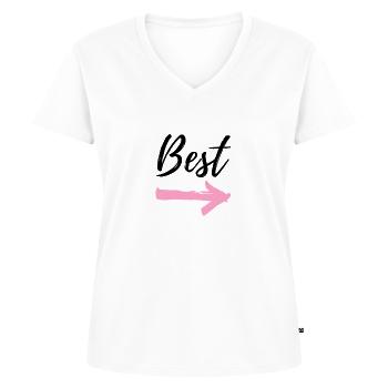 Best Friends / Besties / Rosa - Women's Premium Organic V-neck T-shirt - white - Front - AI Model Female 172 dark (172cm)