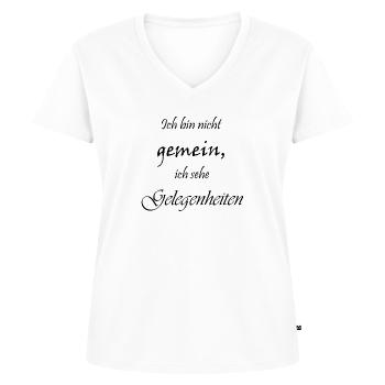 Ich bin nicht gemein - Frauen Premium Bio T-Shirt mit V-Ausschnitt - Weiß - Vorne - AI Model Female 172 dark (172cm)