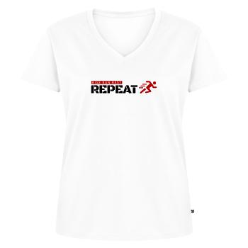 Aufstehen, laufen, ausruhen, wiederholen! - Frauen Premium Bio T-Shirt mit V-Ausschnitt - Weiß - Vorne - AI Model Female 172 dark (172cm)