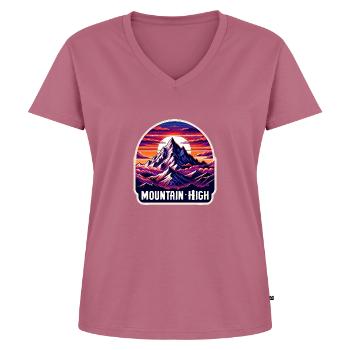 Mountain High - Berg Illustration - Women's Premium Organic V-neck T-shirt - mauve - Front - AI Model Female 172 dark (172cm)