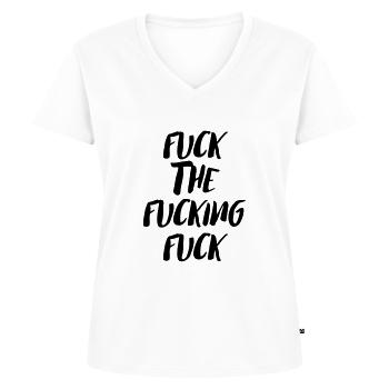 fuck the fucking fuck - Frauen Premium Bio T-Shirt mit V-Ausschnitt - Weiß - Vorne - AI Model Female 172 dark (172cm)