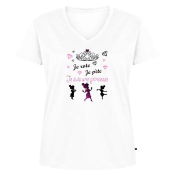 Princesse. Je suis une princesse. - T-shirt encolure en V Premium bio Femme - blanc - Devant - AI Model Female 172 dark (172cm)