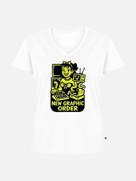 Retro Computer Graphics - Frauen Premium Bio T-Shirt mit V-Ausschnitt - Weiß
