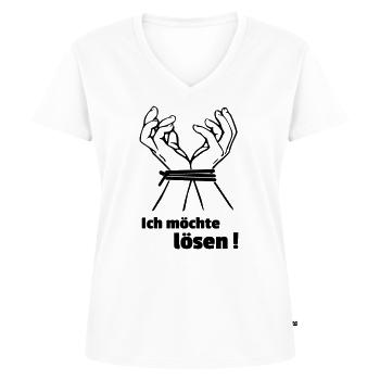 Ich möchte lösen  - Frauen Premium Bio T-Shirt mit V-Ausschnitt - Weiß - Vorne - AI Model Female 172 dark (172cm)