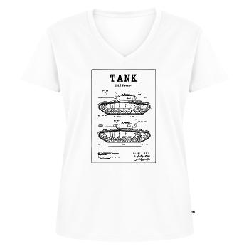 Panzer-Bauplanpatent von 1915 - Frauen Premium Bio T-Shirt mit V-Ausschnitt - Weiß - Vorne - AI Model Female 172 dark (172cm)