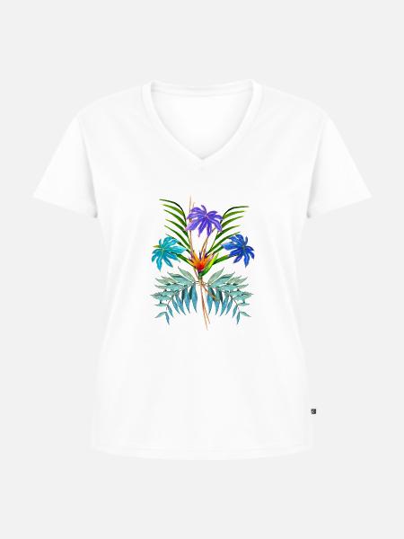 Tropischer Strauß - Frauen Premium Bio T-Shirt mit V-Ausschnitt - Weiß